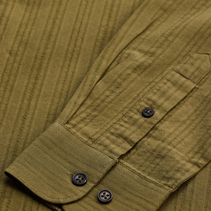 Olive Slim Fit Stripes Shirt