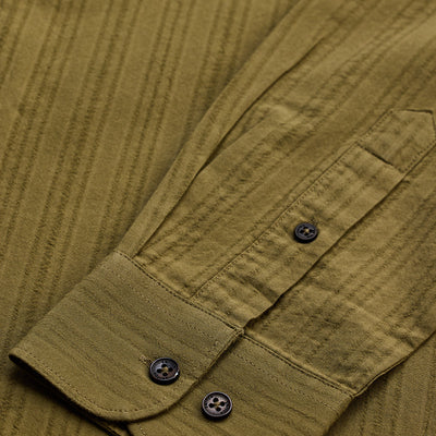 Olive Slim Fit Stripes Shirt