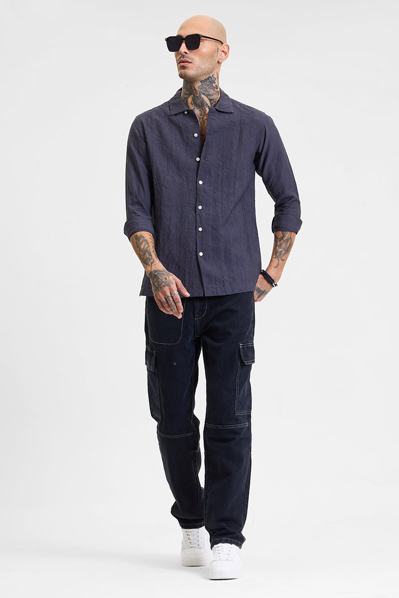 Charcoal Grey Crinkle Shirt