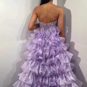 Organza Strapless A-line Ruffled Gown by Jovani 37322