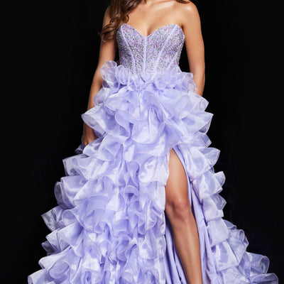 Organza Strapless A-line Ruffled Gown by Jovani 37322