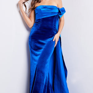 Velvet Fitted Off Shoulder Gown by Jovani 37390