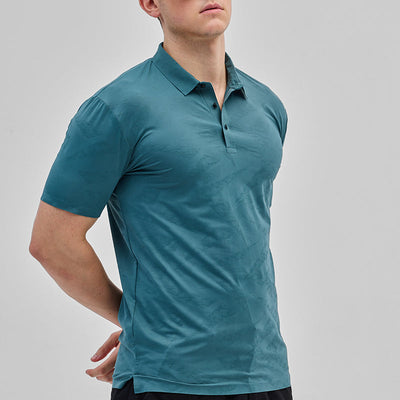 Teal Textured Stitchless Polo T-Shirt