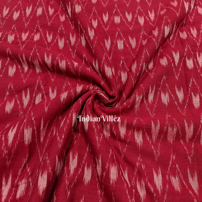 Cherry Red Sambalpuri Ikat Cotton Fabric