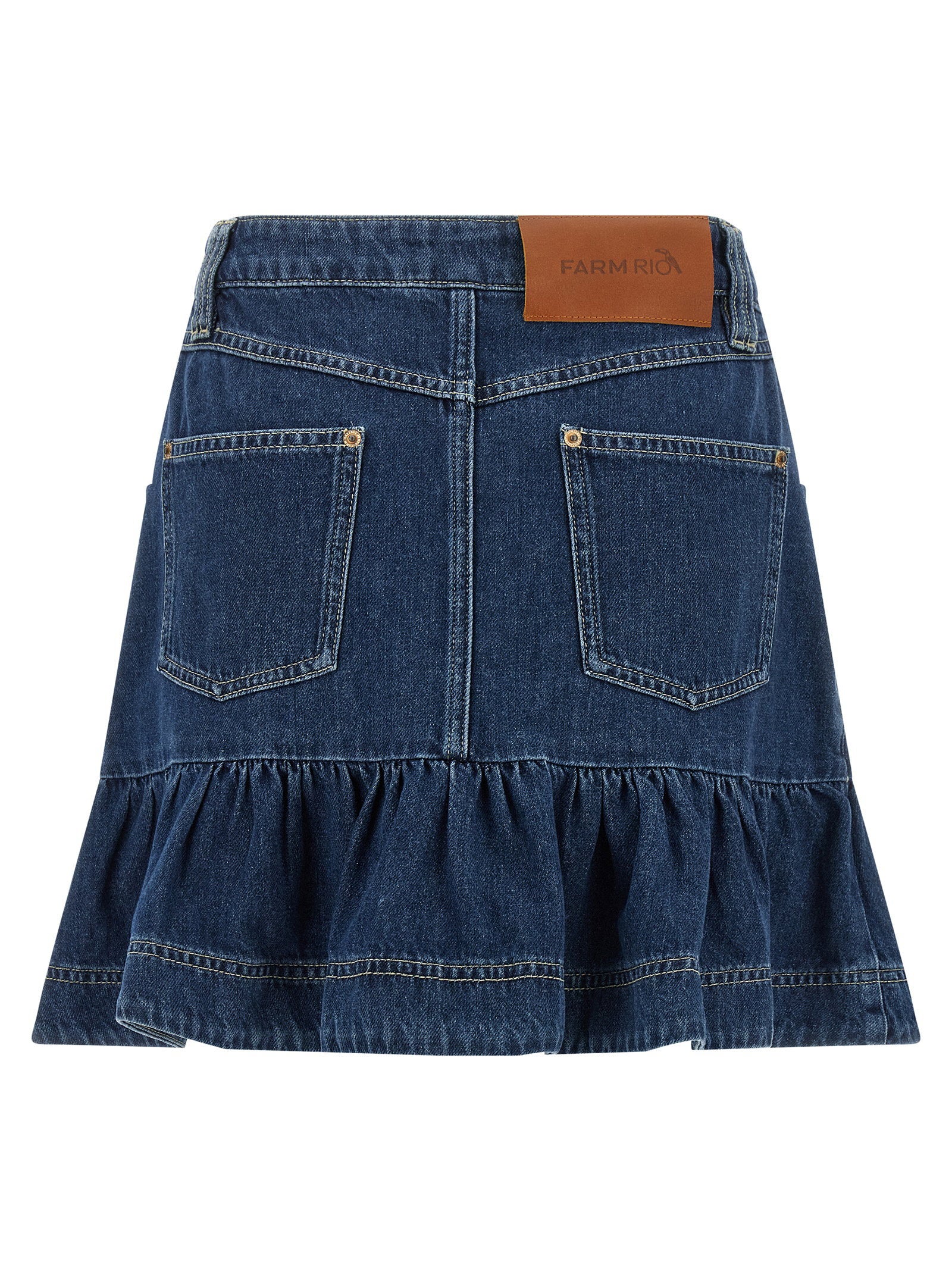 Farm Rio Denim Skirt With Flounces