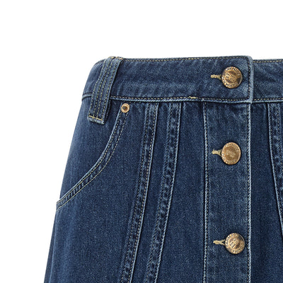 Farm Rio Denim Skirt With Flounces