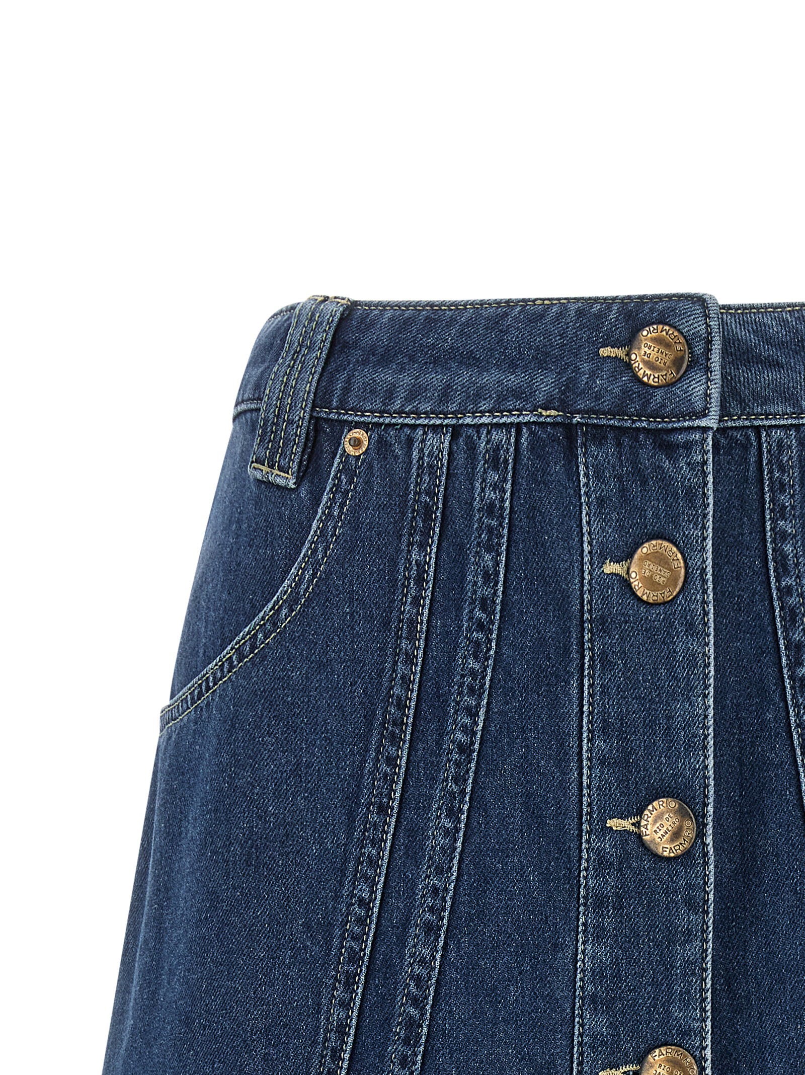 Farm Rio Denim Skirt With Flounces