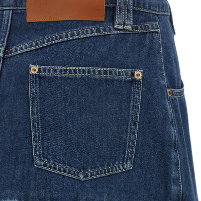 Farm Rio Denim Skirt With Flounces