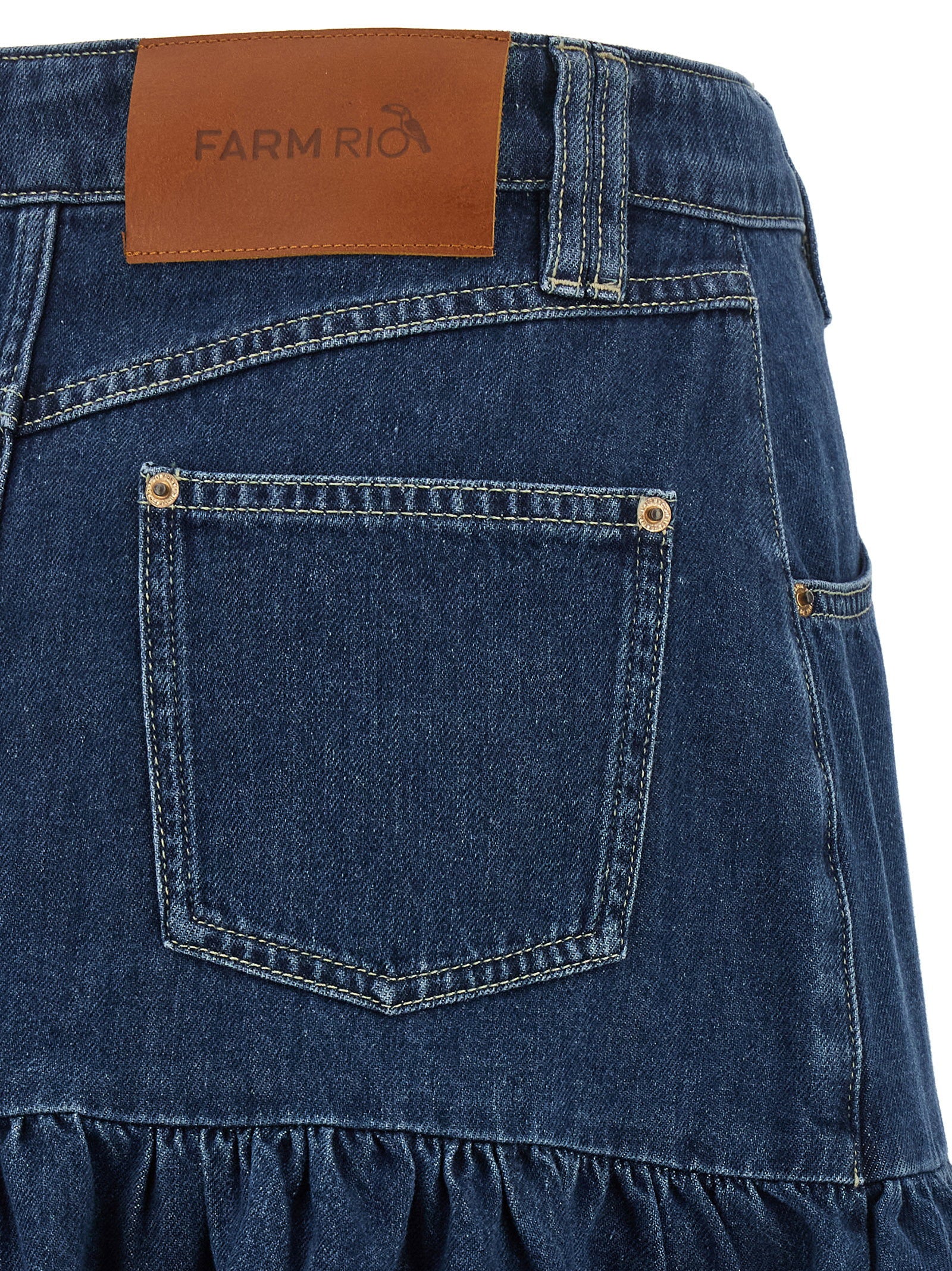 Farm Rio Denim Skirt With Flounces