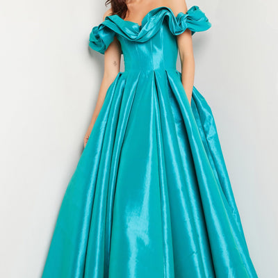 Taffeta Off Shoulder A-line Gown by Jovani 37476