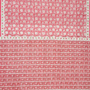 Peach Woven Jaipur Cotton Saree With Printed Floral Motifs