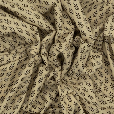 Beige Woven Jaipur Cotton Saree Printed With Floral Motifs