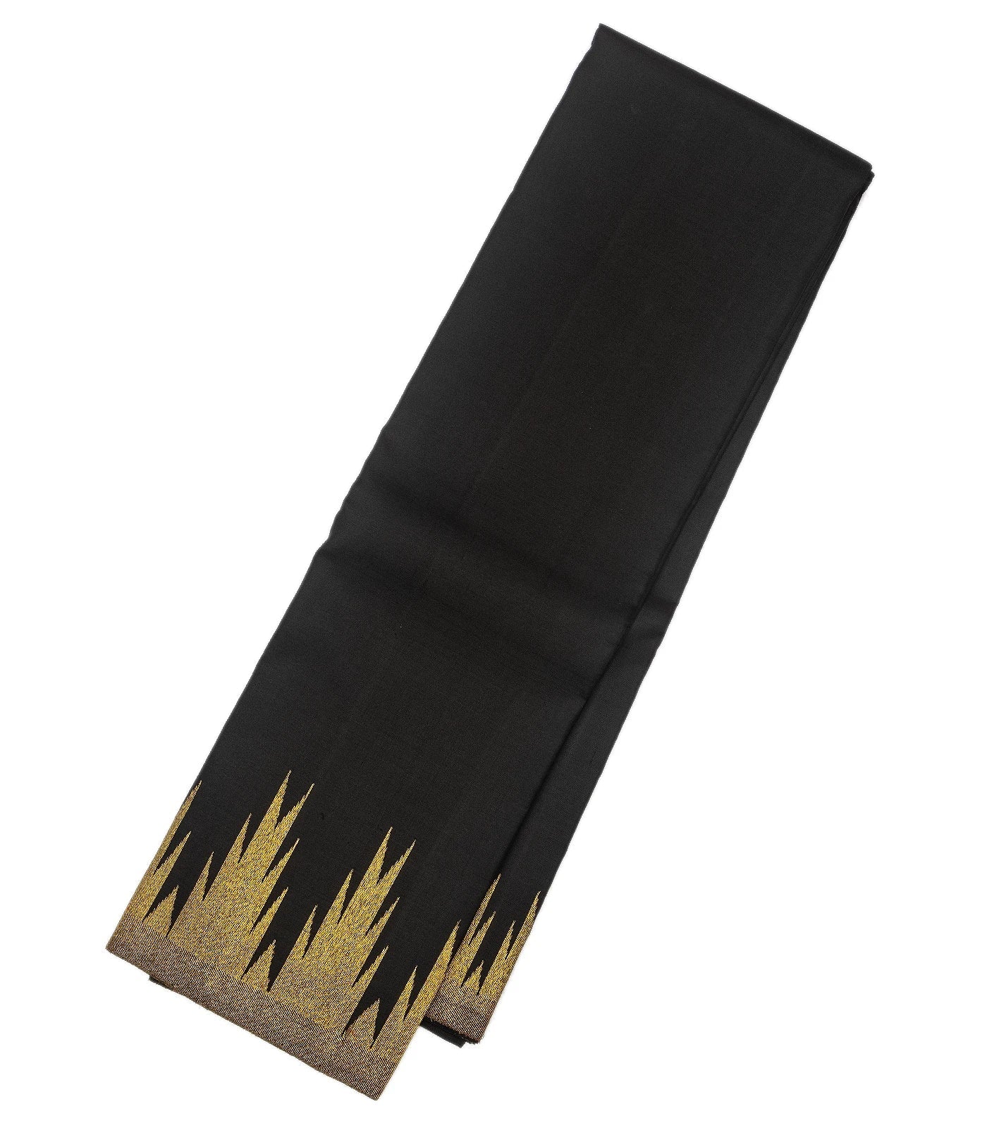 Black Handloom Kanchipuram Silk Saree With Temple Zari Border