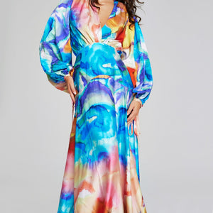 Jovani 37669 A Line Long Sleeve Formal Floral Evening Dress
