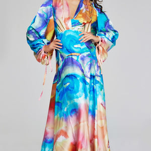 Jovani 37669 A Line Long Sleeve Formal Floral Evening Dress