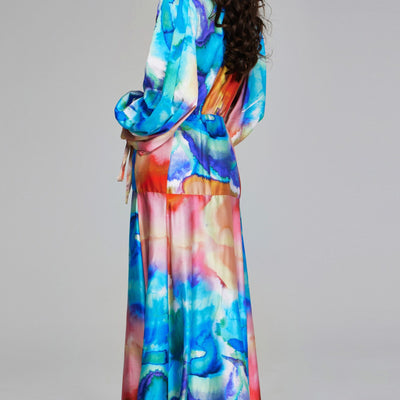 Jovani 37669 A Line Long Sleeve Formal Floral Evening Dress