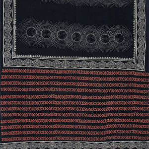Black Woven Jaipur Cotton Saree Printed With Spiral Motifs