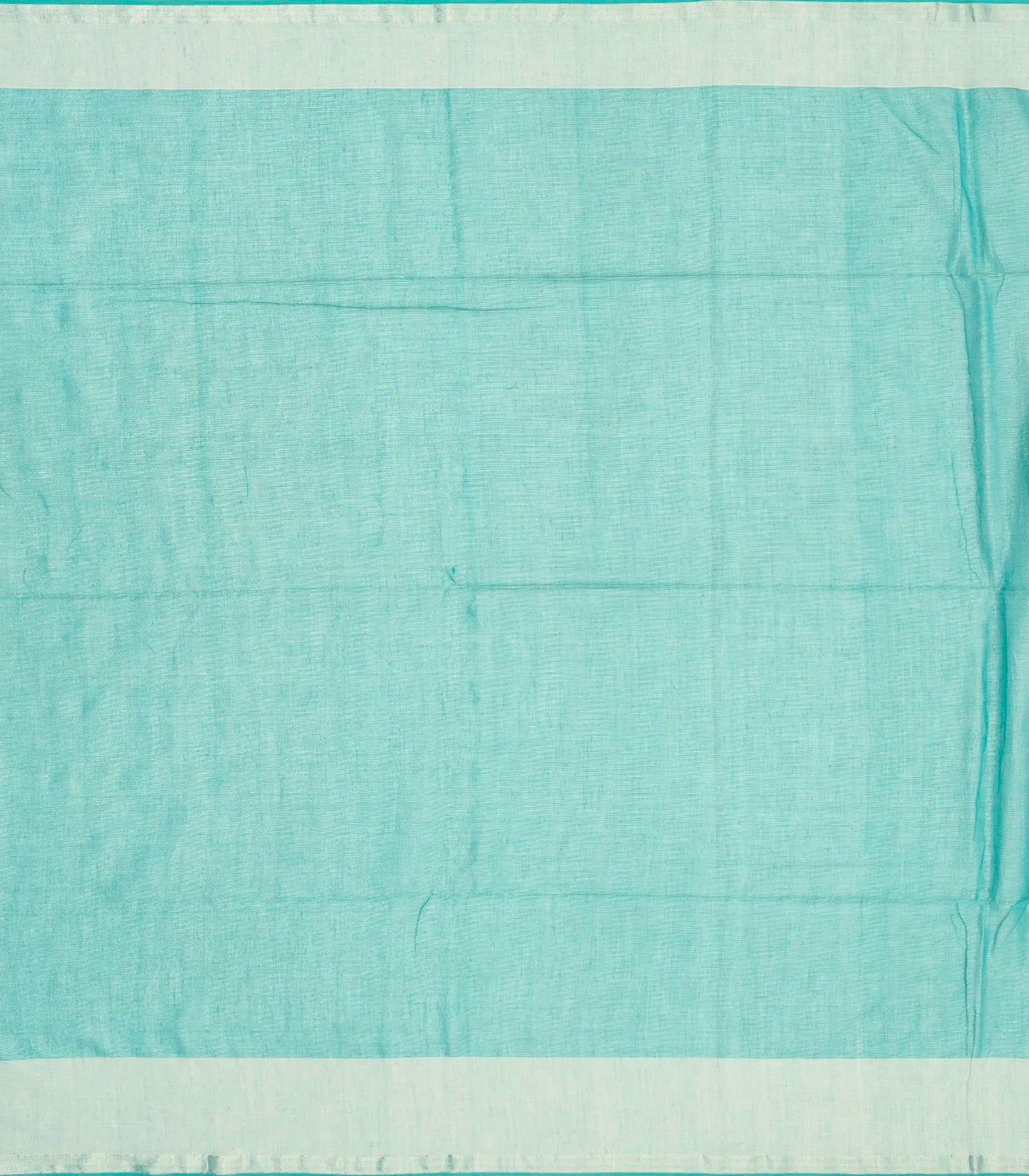 Turquoise Handloom Bengal Cotton Saree With Stripes & Buttas