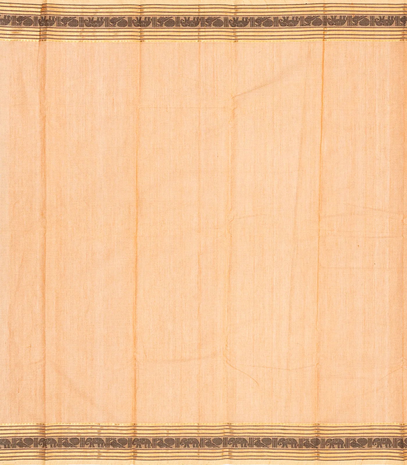 Taupe Handloom Kanchi Cotton Saree With Annam Chakaram Motifs