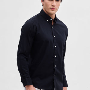Black Solid Oxford Shirt
