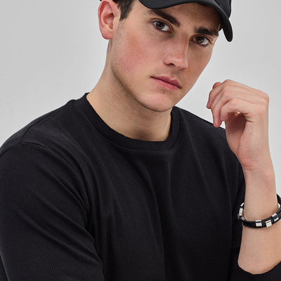 Black Textured Sweatshirt