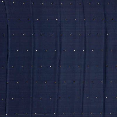 Sea Green Mysore Crepe Silk Saree With Coin Buttas & Navy Blue Zari Border