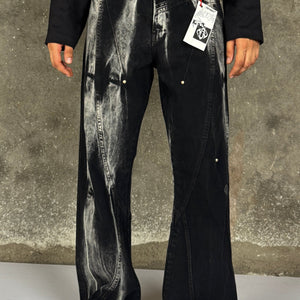 Waves Panelled-Shibori Black