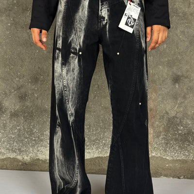 Waves Panelled-Shibori Black