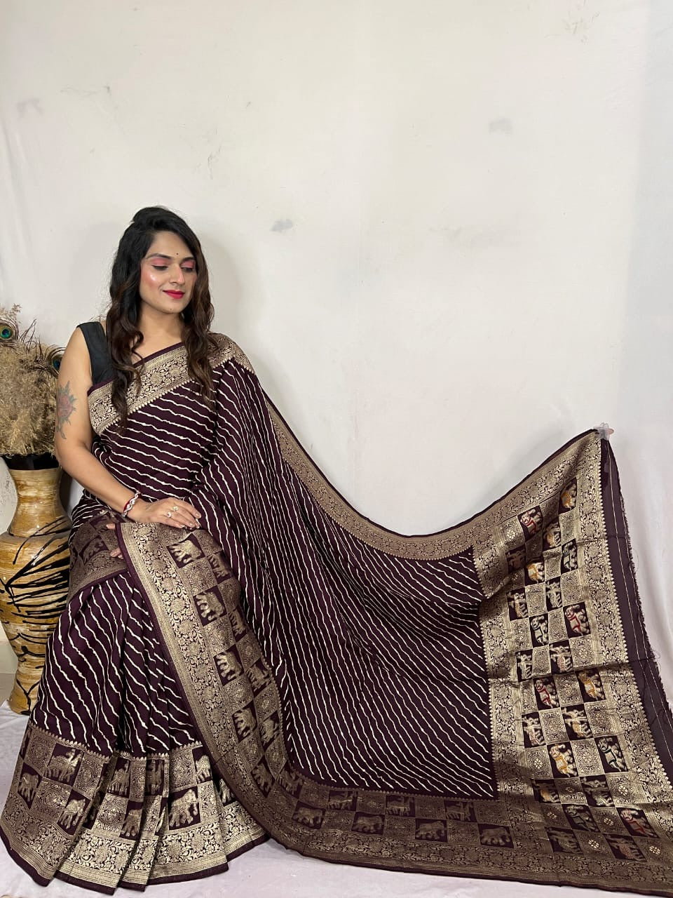 Modal Silk Leheriya Print Saree