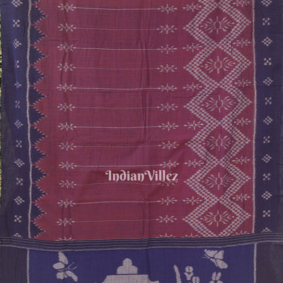 Blue & Maroon Odisha Ikat Sambalpuri Pure Cotton Saree