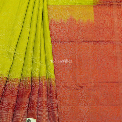 Parrot Green Pure Kanjivaram Silk Saree