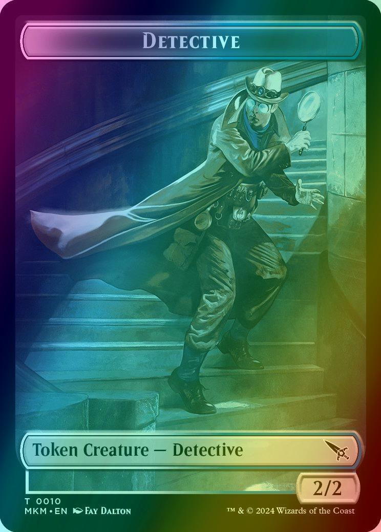 Bat Token (04) // Detective Token (10) [Murders at Karlov Manor: Tokens] [Foil]