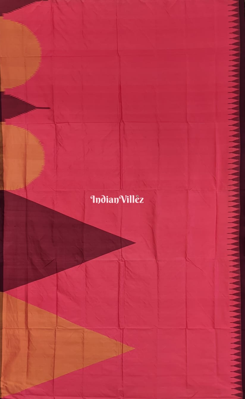 Peach Pyramid Odisha Ikat Sambalpuri Silk Saree