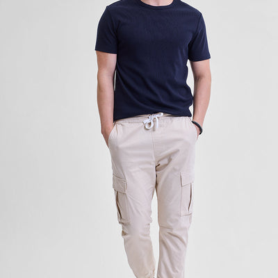 Beige Slim Fit Cargo Pants