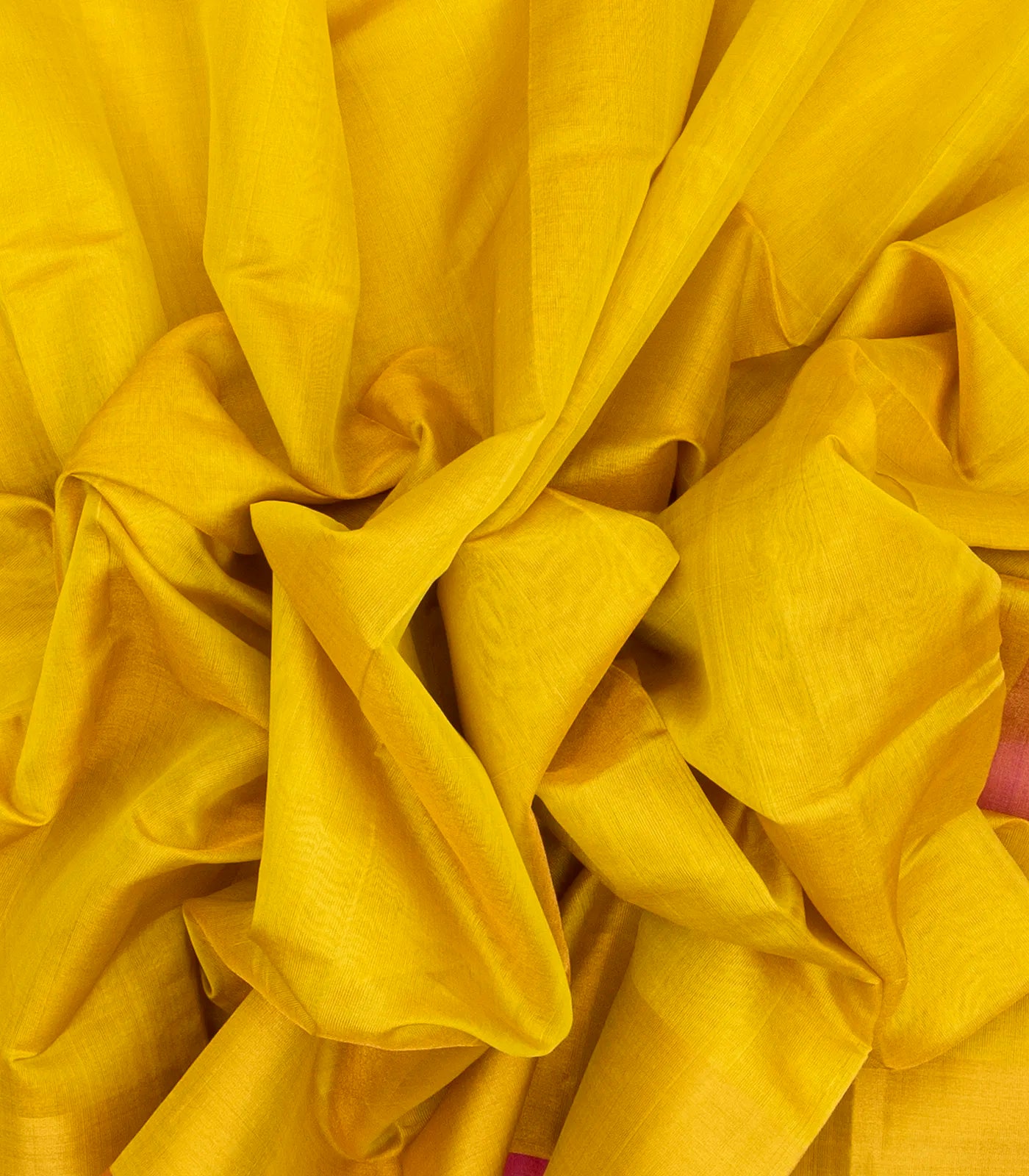 Yellow Handloom Uppada Plain Silk Saree With Pink Border