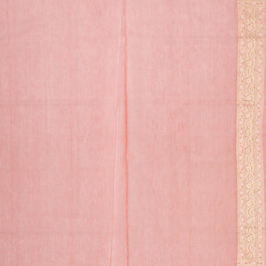Peach Handwoven Banarasi Silk Cotton Saree With Floral Motifs