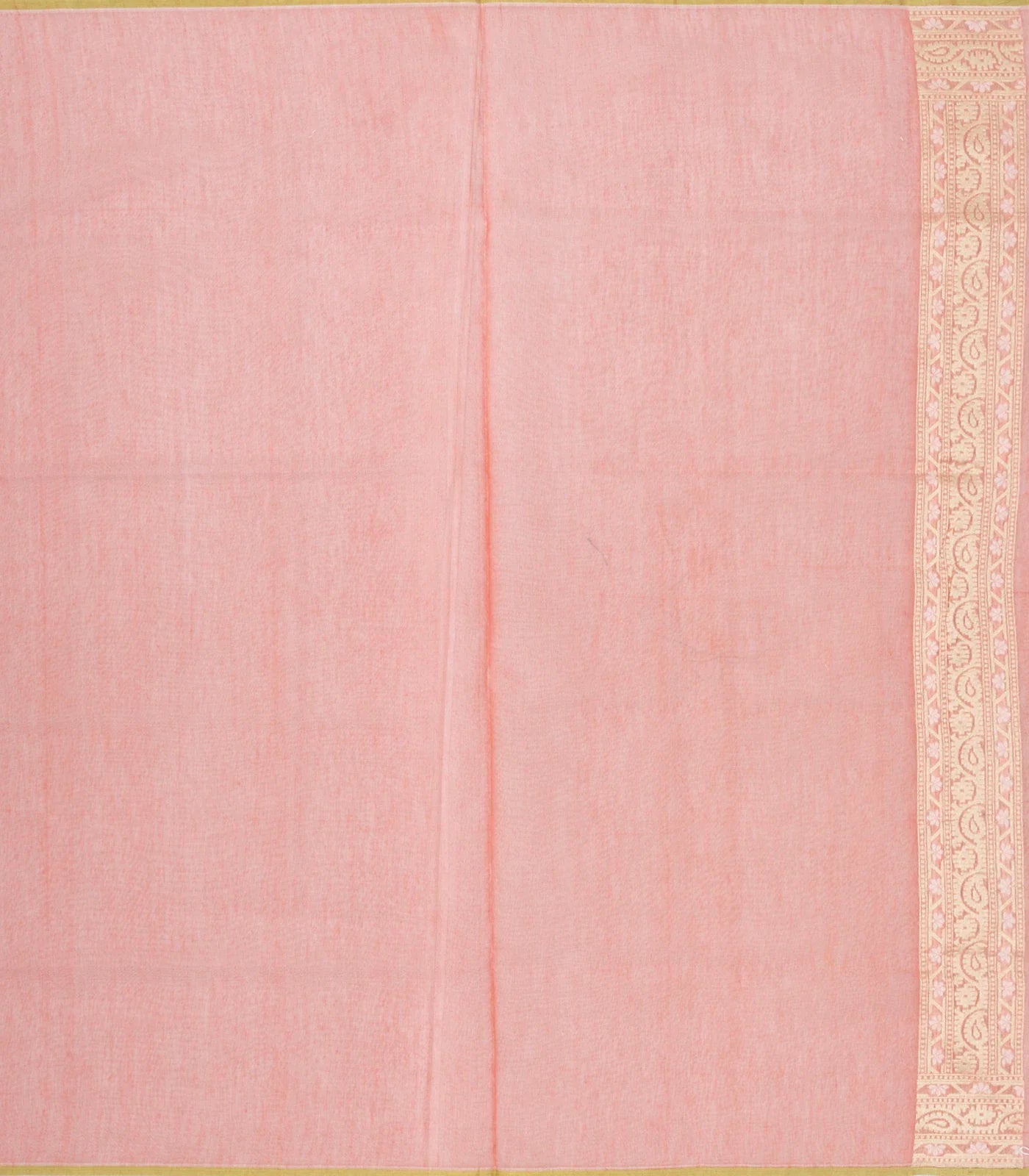 Peach Handwoven Banarasi Silk Cotton Saree With Floral Motifs