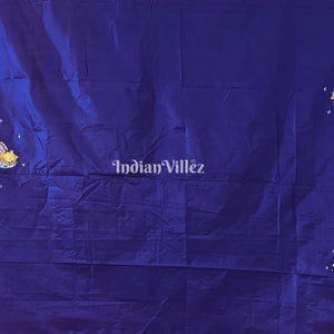 Pink Blue Doli Barat Theme Hand-Painted Pattachitra Saree