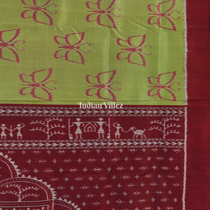 Apple Green Butterfly Design Contemporary Silk Saree
