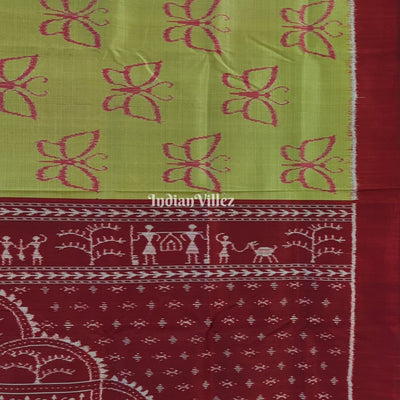 Apple Green Butterfly Design Contemporary Silk Saree