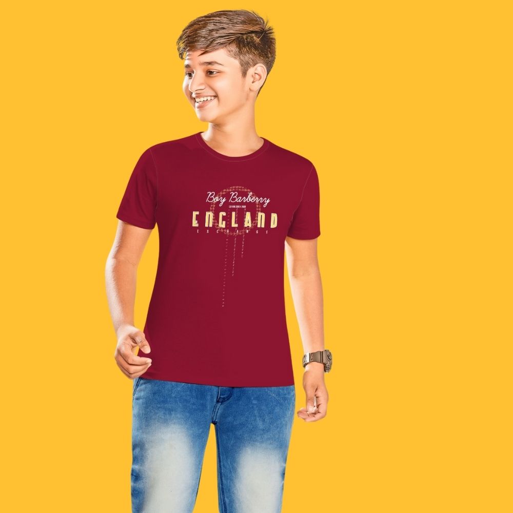 BLACKTREE(THHOR Series) ROUND NECK REYON Dark Red TEES FOR KIDS