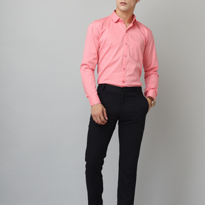 Frankshirt Pink Solid Tailored Fit Cotton Casual Shirt for Man