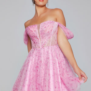 Tulle Short Off Shoulder A-line Dress by Jovani 38000