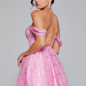 Tulle Short Off Shoulder A-line Dress by Jovani 38000