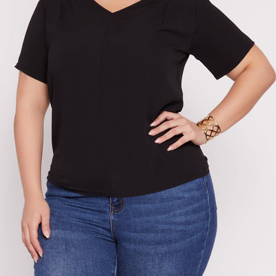 Plus Size V Neck Short Sleeve Tee