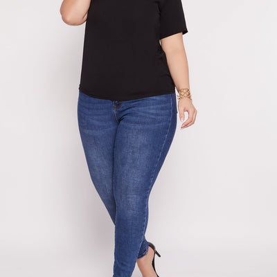 Plus Size V Neck Short Sleeve Tee