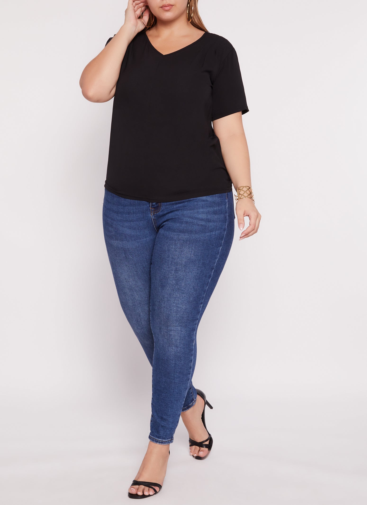 Plus Size V Neck Short Sleeve Tee