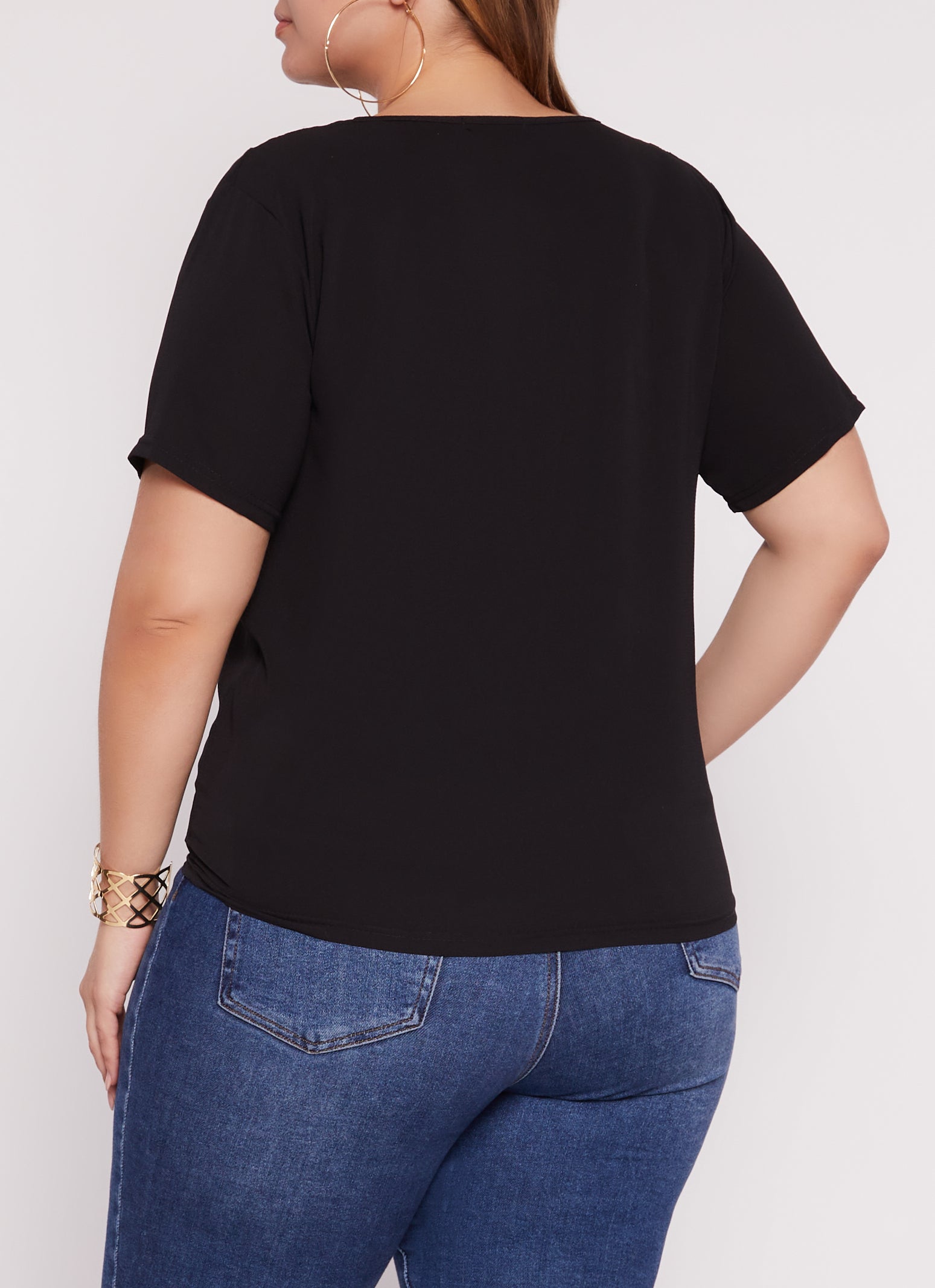 Plus Size V Neck Short Sleeve Tee