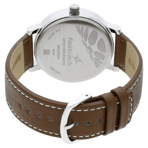 Bold White Dial & Brown Leather