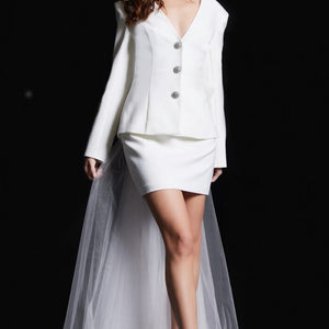 Jovani 38084 Short Layered Sequin Wedding Dress